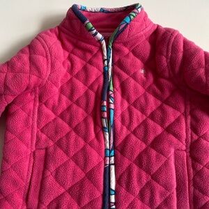 Lilly Pulitzer Kids Pink 3T  Quilted Jacket full zip pockets contrast trim logo